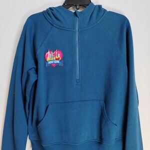 Size small kangaroo pocket, cotton blend fleece fabric hoodie.